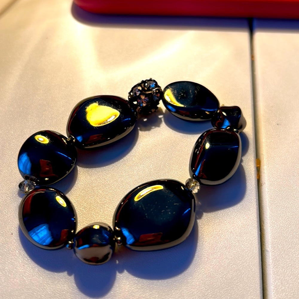 Elegant gunmetal colored stone bracelet.
